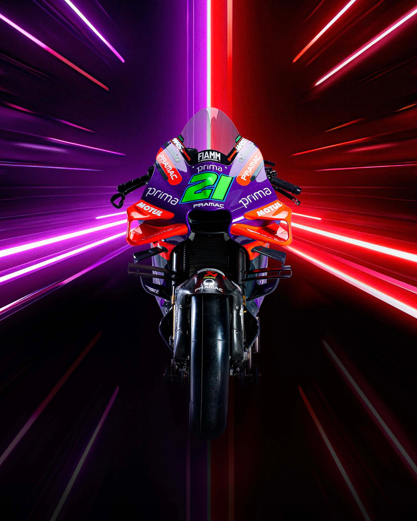 Ducati Desmosedici GP24 du Team Prima Pramac pour la saison 2024.