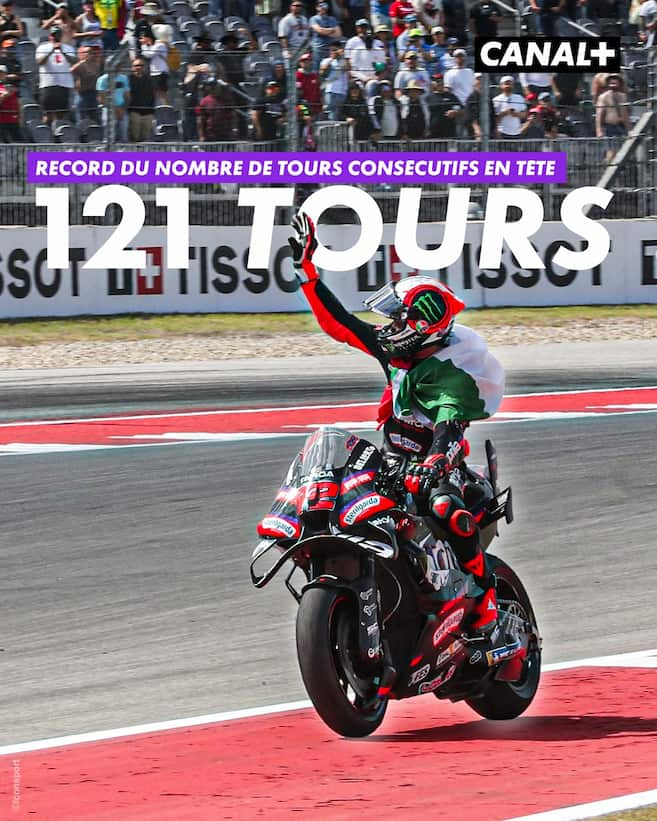 Marco Bezzecchi détient le record du nombre ed Tour en Tête d'une course MotoGP