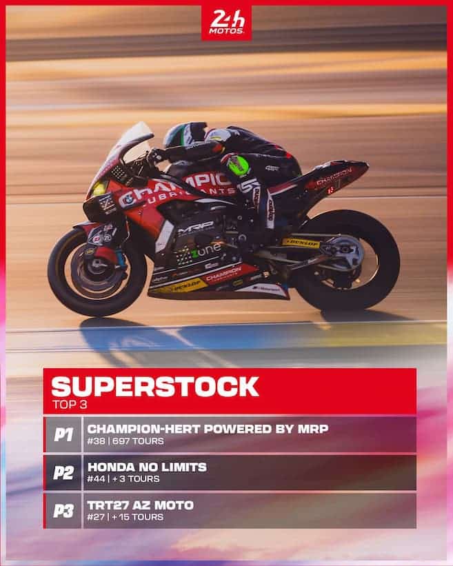 Classement général Superstock 24 Heures Motos Le Mans 2026